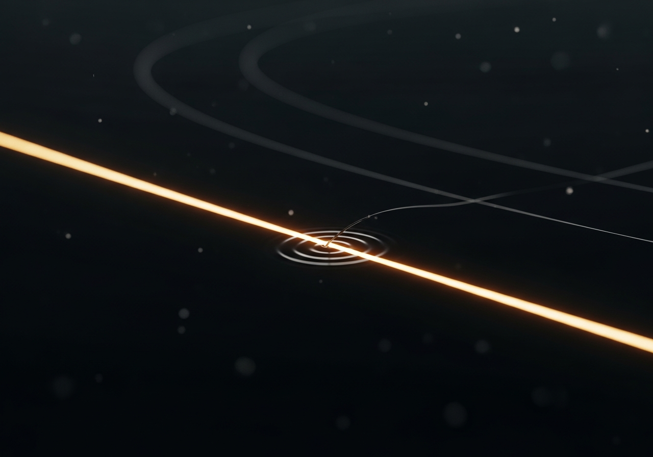 Abstrakcyjna wizualizacja, jak jeden mały kompromis narusza strategię firmy, co jest pierwszym krokiem w procesie, jakim jest dryf strategiczny.