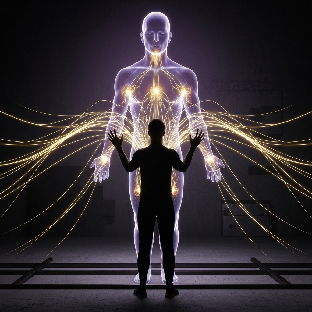 Zespół dynamicznie współpracujący, otoczony pozytywną energią promieniującą od przywódcy.