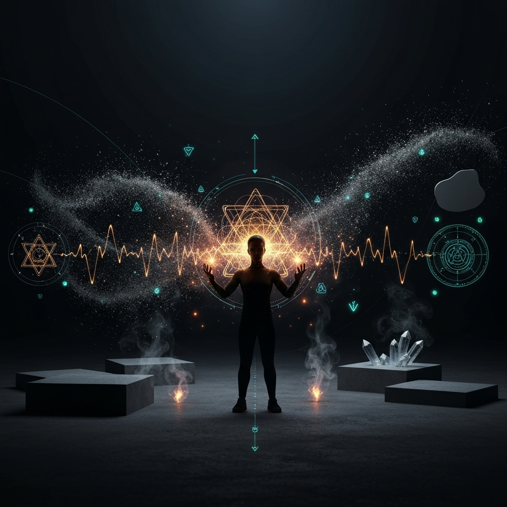 Grafika przedstawiająca labirynt z wykresów giełdowych, ilustrująca poczucie uwięzienia i dysonansu w systemie korporacyjnym.