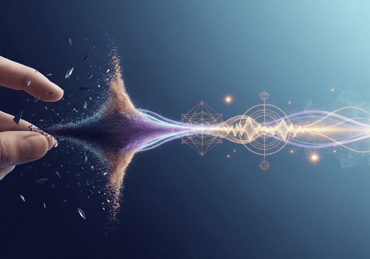 Mikrosabotaż projektu - Abstrakcyjna wizualizacja erozji projektu, gdzie piasek symbolizujący zasoby ucieka, zanim zostanie przekształcony, ilustrująca konsekwencje **mikrosabotażu projektu**.