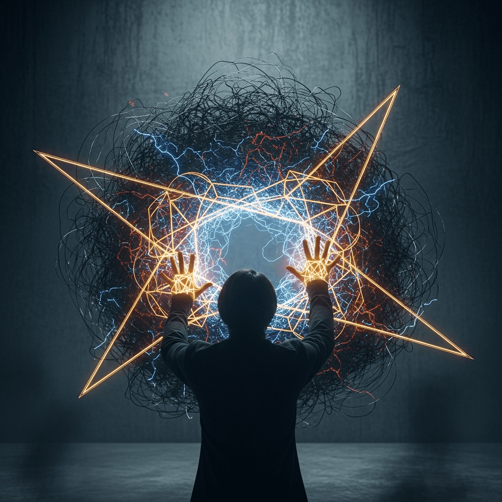 Wykres zasobów i energii, który powoli spada, symbolizując ukrytą erozję projektu.