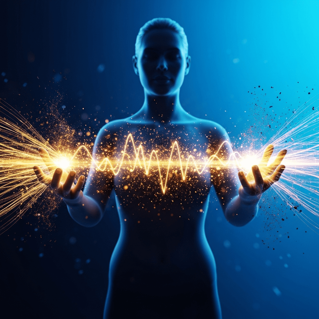 Uśmiechnięta osoba odzyskująca spokój i wewnętrzną klarowność dzięki pracy z systemem nerwowym, osiągając lepszą regulację nerwu błędnego.